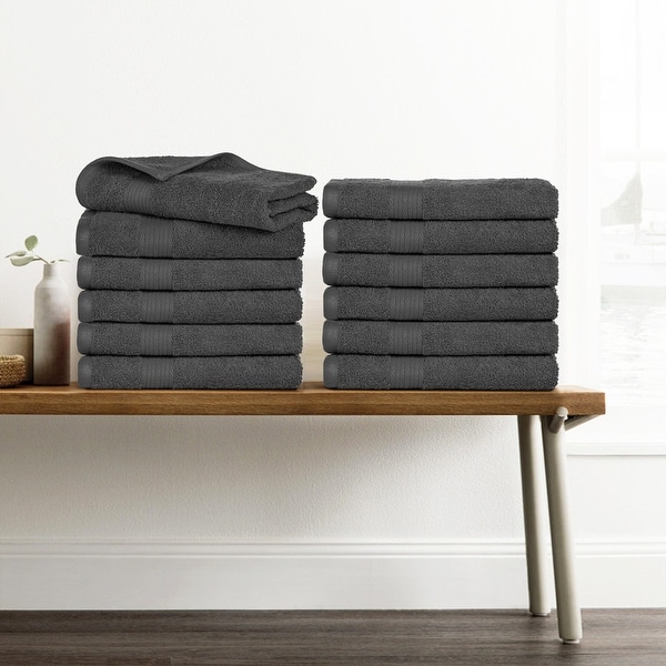 Ample Decor Premium Cotton Extra Absorbent 12 Pcs Hand Towel Set