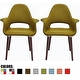 2xhome Set Of Two (2) Organic Style Upholstered Eames Arm Chair with Dark Brown Natural Wood Leg