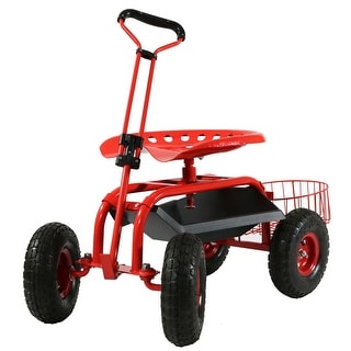 Sunnydaze Rolling Garden Cart with Extendable Steering Handle - Multiple Colors