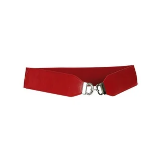 Style & Co. Women's Faux Leather Trim Elastic Belt (M/L, Red) - m/l