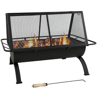 Sunnydaze 35 Inch Northland Grill Fire Pit with Protective Cover - Black