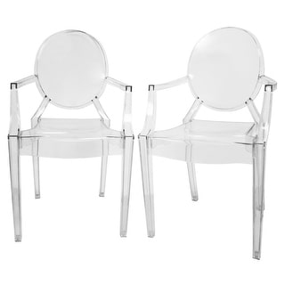 Dymas Modern Acrylic Armed Ghost Chair - 2 Chairs