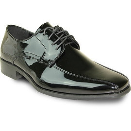 VANGELO Men Dress Shoe TUX-5 Oxford Formal Tuxedo for Prom & Wedding Shoe Black Patent -Wide Width Available