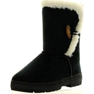 Mark And Maddux Womens Jeff-02 Round Toe Synthetic Fur Collar Mid-Calf Winter Boot