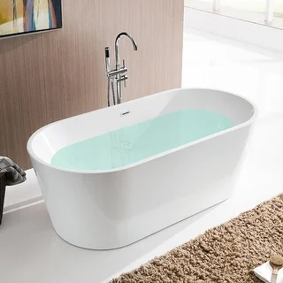 Link to Vanity Art 59" Freestanding Acrylic Bathtub Modern Stand Alone Soaking Tub with Chrome Finish Slotted Overflow & Pop-up Drain Similar Items in Bathtubs