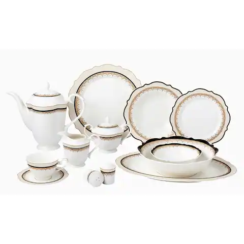 Lorren Home Trends 57 Piece Bone China Dalilah Service for 8