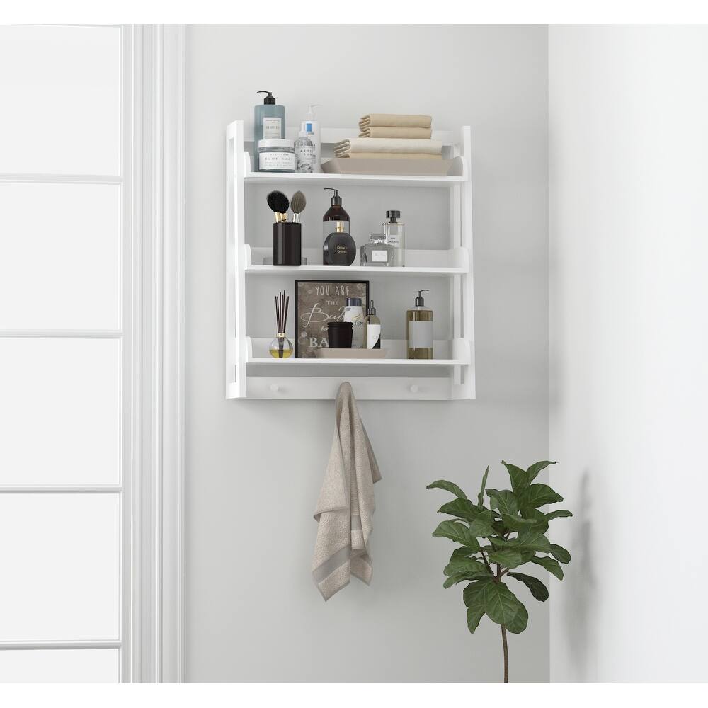 UTEX 3 Tier Bathroom Shelf Wall Mounted with Towel Hooks, Bathroom Organizer Shelf Over The Toilet