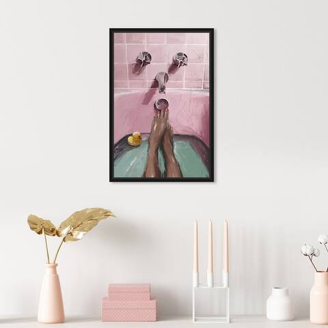 Oliver Gal 'Pink Bath Lounge' Glam Pink Wall Art Canvas Print