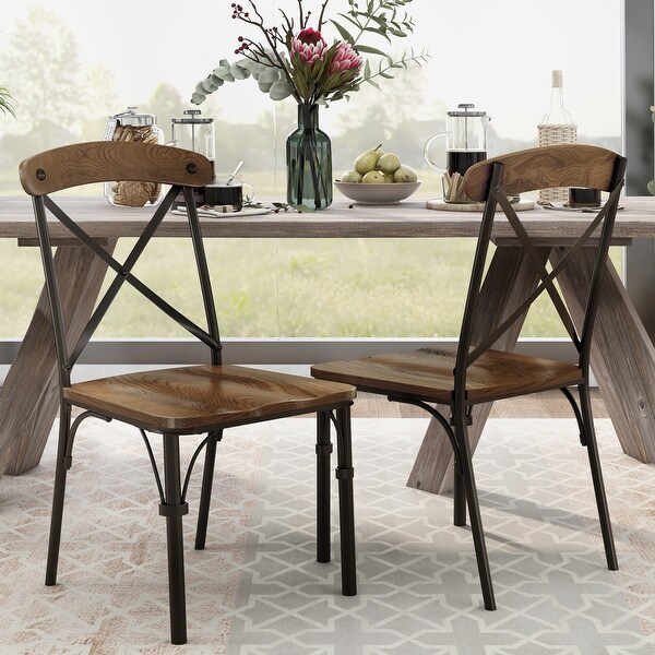 Furniture of America Tel Industrial Bronze Dining Chairs (Set of 2)