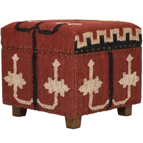 HERAT ORIENTAL Handmade Kilim Upholstered Storage Footstool