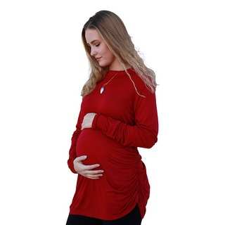 2 color Maternity cowl neck and tank neck tops combo pack (Burgundy Red & White Combo)