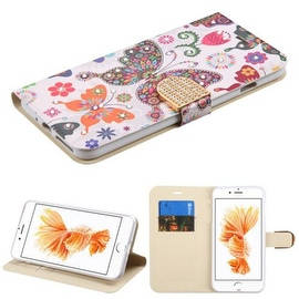 Insten Colorful Butterfly Wonderland Leather Case Cover with Stand/ Wallet Flap Pouch/ Diamond For Apple iPhone 7 Plus