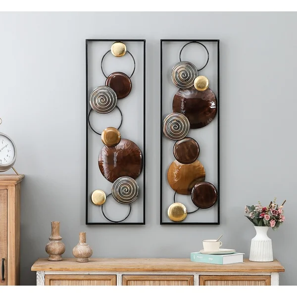 Modern Gold and Brown Metal Wall Decor (Set of 2)