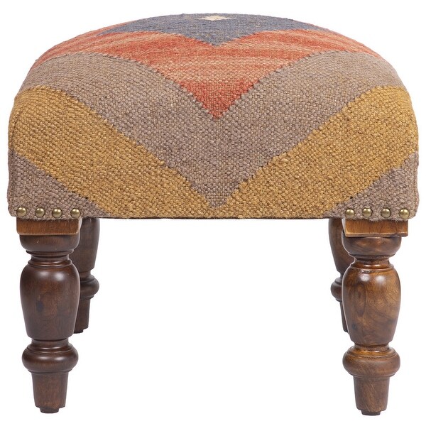 Handmade Kilim Upholstered Footstool