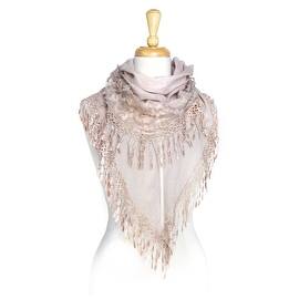 Women's Lightweight Fancy Triangle Lace Scarf with Floral