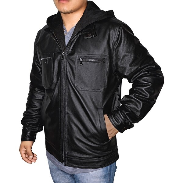 Men's Hooded Racing Leather Jacket