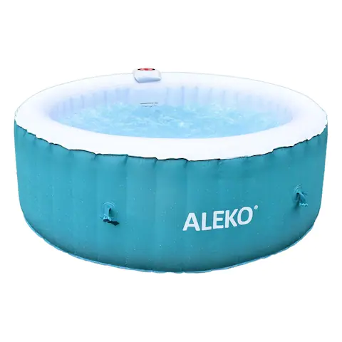 ALEKO Round Inflatable Hot Tub With Cover 4 Person Light Blue/White