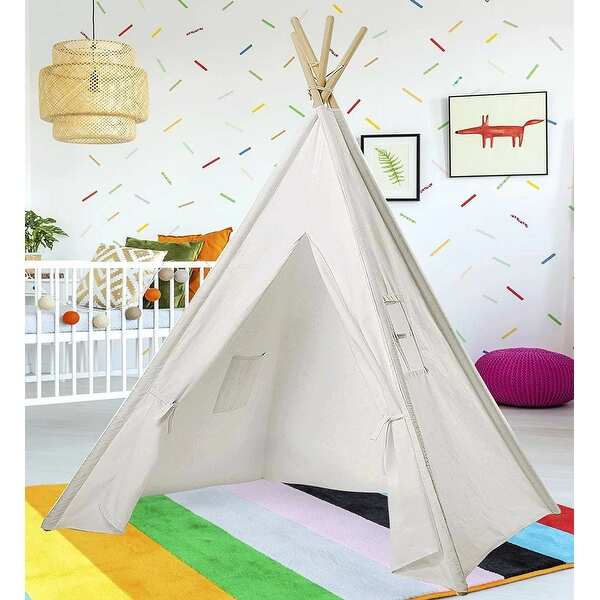 Natural Cotton Canvas Teepee Tent for Kids Indoor & Outdoor Use - 2pc