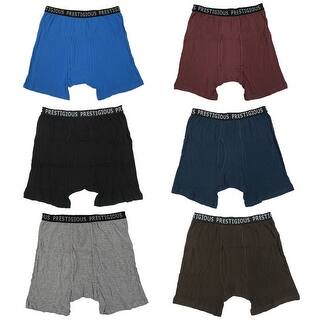Men 6 Pack Solid Color Printed Waist Band Cotton Boxer Brief