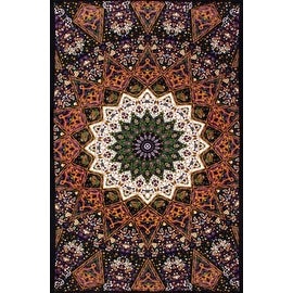 Handmade 100-percent Cotton Indian Star Mandala Tapestry Tablecloth in Twin 60x90 and Full 85x100 Purple Dorm Decor Beach Sheet