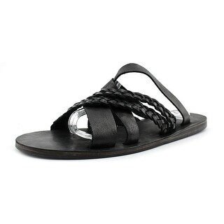 29 Porter Rd Julian Men Open Toe Leather Black Slides Sandal