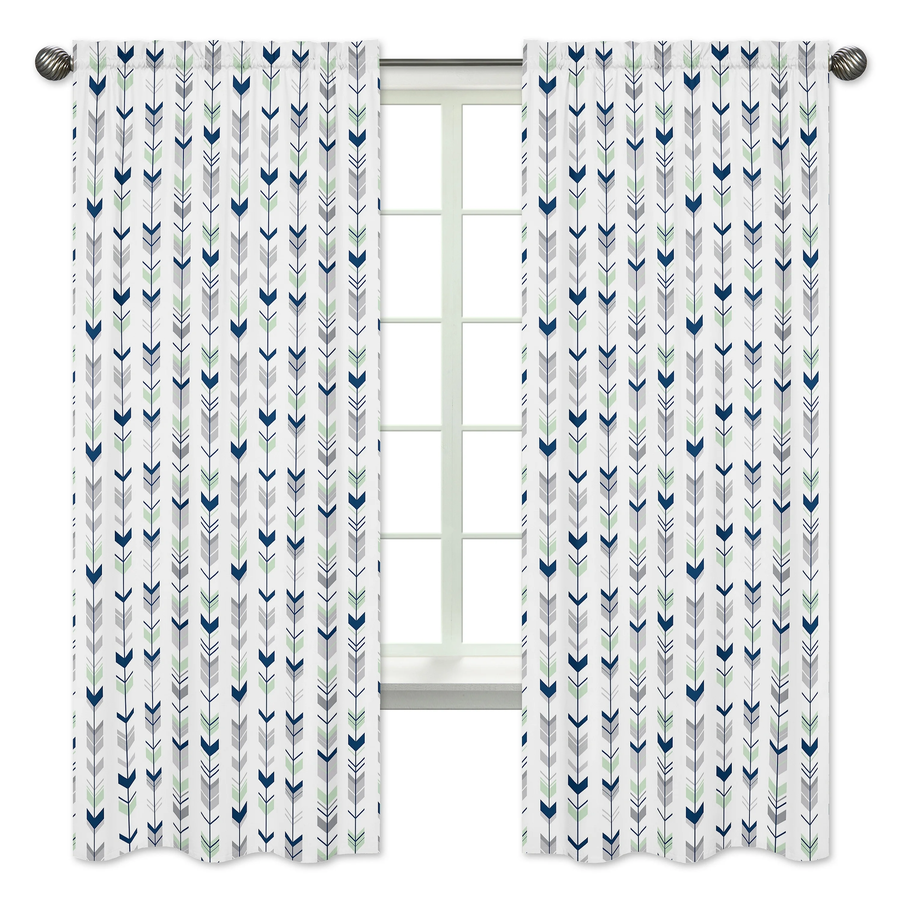 Sweet Jojo Designs Window Curtain Panels for the Grey and Mint Mod Arrow Collection