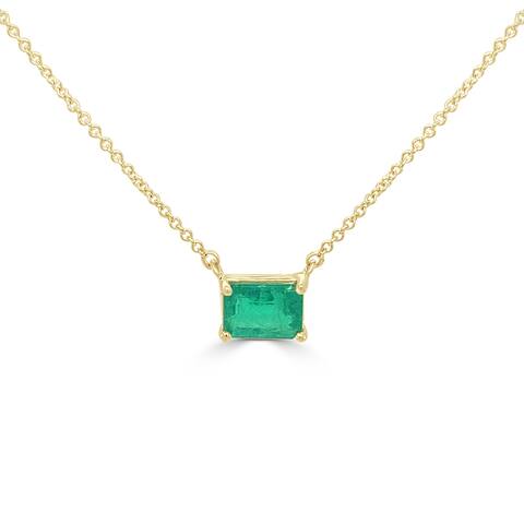 Joelle Emerald Necklace 14K Yellow Gold 16"-18" Chain Emerald-Cut Gifts for Her