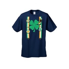 Men's Funny T-Shirt Irish Suspenders w/ Pins St. Patrick's Day Plush Ireland Pride