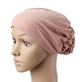 Muslim Scarf Kerchief Hat Flower Casual skin pink