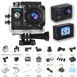 Indigi® NEW Waterproof Action Sports CAM - Photo(12MP) & Video Mode(4K/1080p/720p) - Wide Angle - All Mounts Included - 1.5" LCD