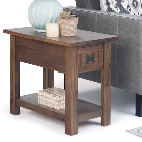 WYNDENHALL Garret SOLID ACACIA WOOD 14 inch Wide Rectangle Rustic Narrow Side Table - 14" W x 24" D x 20" H