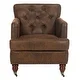 SAFAVIEH Manchester Antiqued Brown Tufted Club Chair - 28" x 34.4" x 32.7" - Thumbnail 2