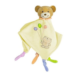 Russ Baby Bow Teddy Bear Rattle Blanket in Yellow