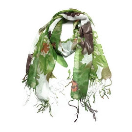 Women's Fashion Floral Soft Wraps Scarves - F2 Green