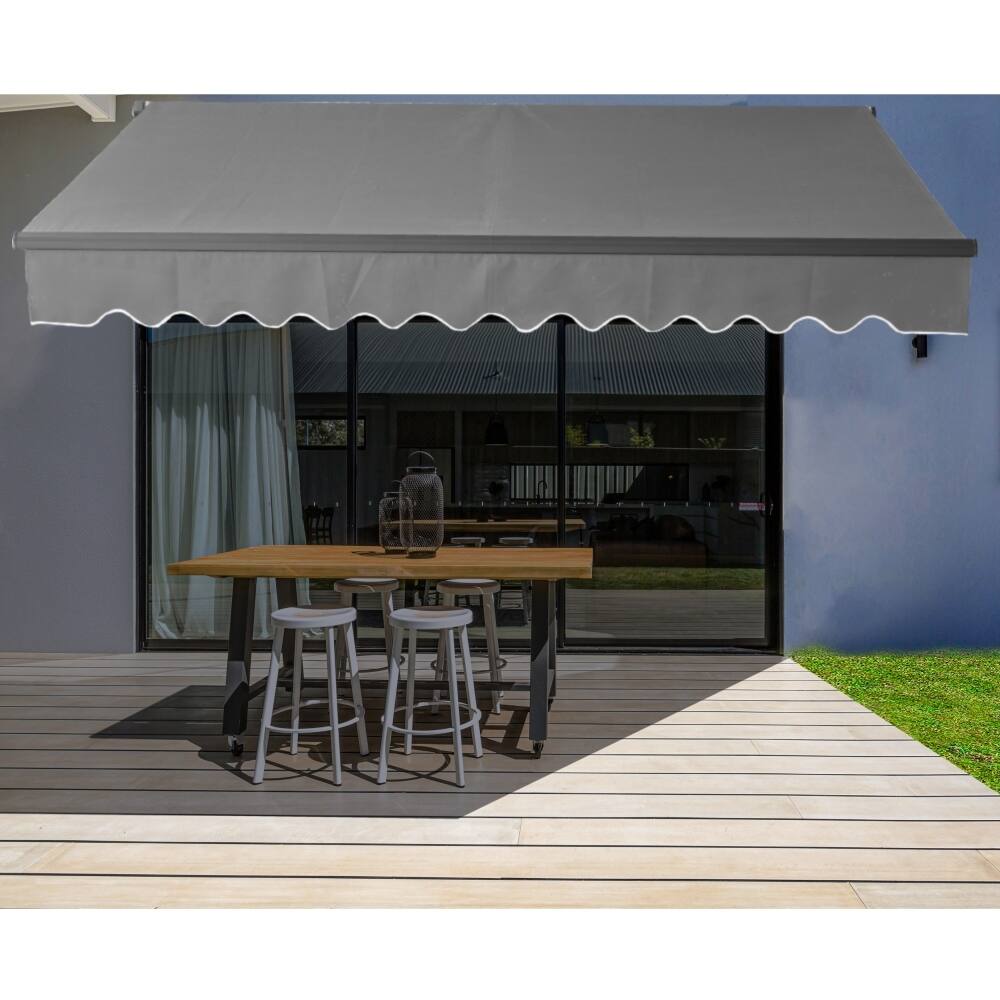 ALEKO Motorized 16'x10' Black Frame Retractable Home Patio Canopy Awning Grey