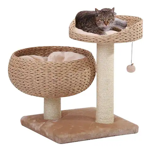 PetPals-Paper Rope Natural Bowl Shaped with Perch Cat Tree