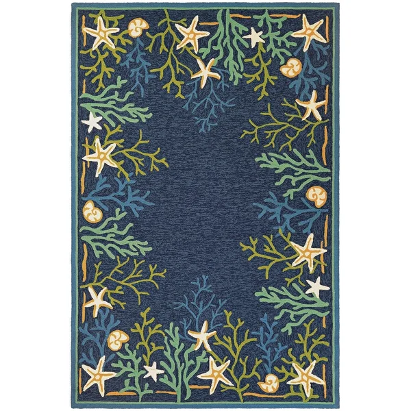 Picadilly Coral Reef Blue- Green Indoor/ Outdoor Area Rug