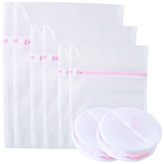 VECELO Modern Mesh Wash Bag ,Set of 6 (XL+L+M+S+2 Bra Wash Bag) (white)