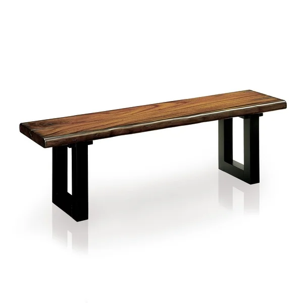 Furniture of America Divo Rustic Oak Solid Wood U-shaped Dining Bench