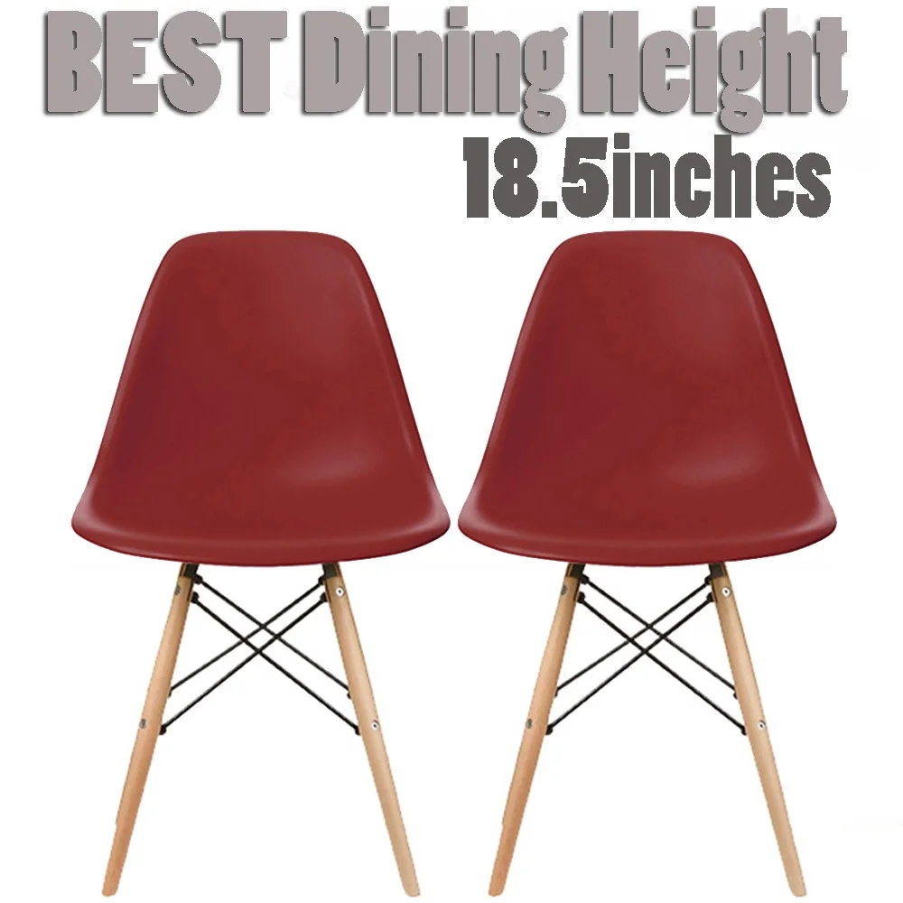 Plastic Eiffel Dining Chairs with Wood Dowel Legs (Set of 2) - Thumbnail 19