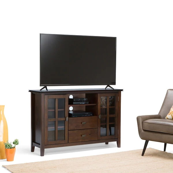 WYNDENHALL Stratford SOLID WOOD 53 inch Wide Contemporary TV Media Stand For TVs up to 55 inches - 53 inch wide
