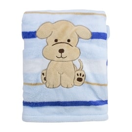 Snugly Baby Blue Fleece Baby Blanket w/ Embroidered Puppy