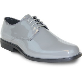 VANGELO Men Dress Shoe TUX-1 Oxford Formal Tuxedo for Prom & Wedding Shoe Grey Patent -Wide Width Available
