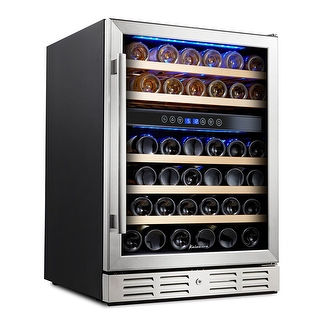 Kalamera 24'' 46-bottle Wine Cooler Refrigerator Built-in Dual Zone, Stainless Steel Door & Handle