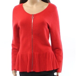 INC NEW Real Red Women's Size XL Ribbed Texture Basic Peplum Jacket