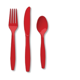 Touch Of Color Premium Cutlery Assorted Pack Of 24 Classic Red