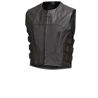 Men Leather Motorcycle Biker Vest Bullet Proof Style Black by Xtreemgear MBV107