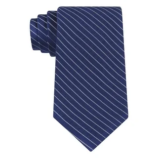 Calvin Klein CK Blue Etched Windowpane Striped Slim Silk Tie Necktie