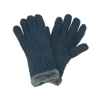 Grand Sierra Women's Cable Knit Glove with Faux Fur Lining - One Size