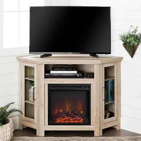48-inch Corner Two Door Fireplace TV Stand Console